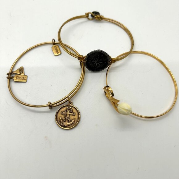 Lot Of 10 Gold-Tone Bracelets 4 Alex And Ani 1 Avon 1 Wind And Fire - Picture 6 of 10